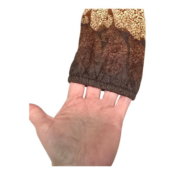 LizWear Earthy Boho Womens Top Size Medium Brown Leopard Paisley Geometric Print - Picture 6 of 10